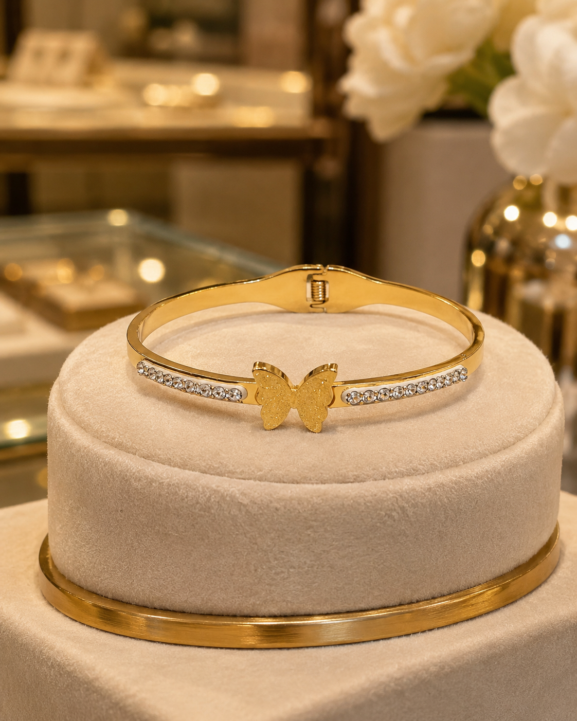 Celeste Butterfly Crystal Bracelet | Elegant Gold Bracelet