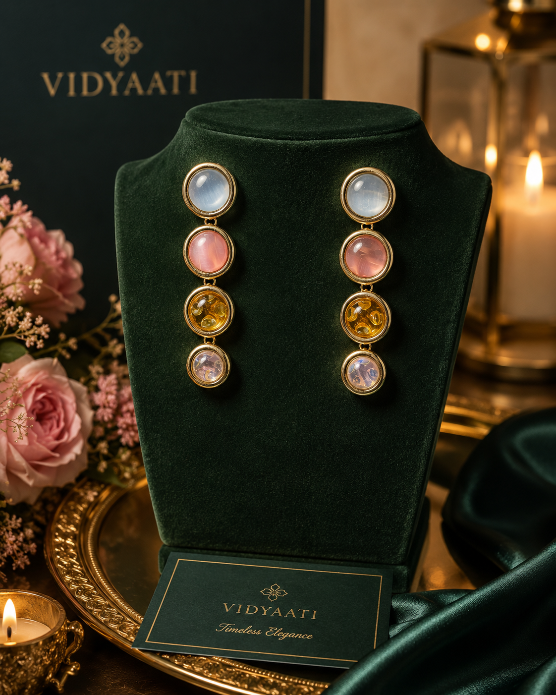 Aurora Pastel Drop Earrings| 18K Gold Plated Anti-Tarnish Earrings