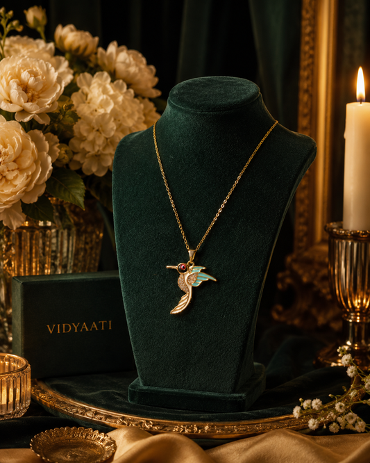 Aurora Hummingbird Charm Necklace