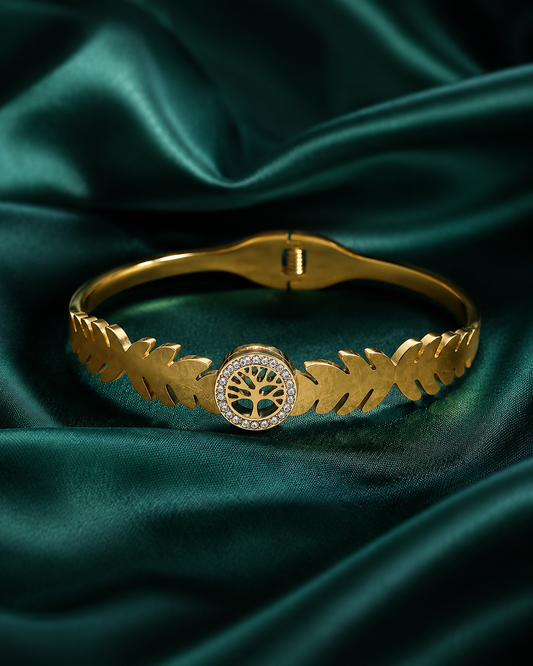 Aurelia Tree of Life Bracelet | Elegant Gold Leaf Bracelet