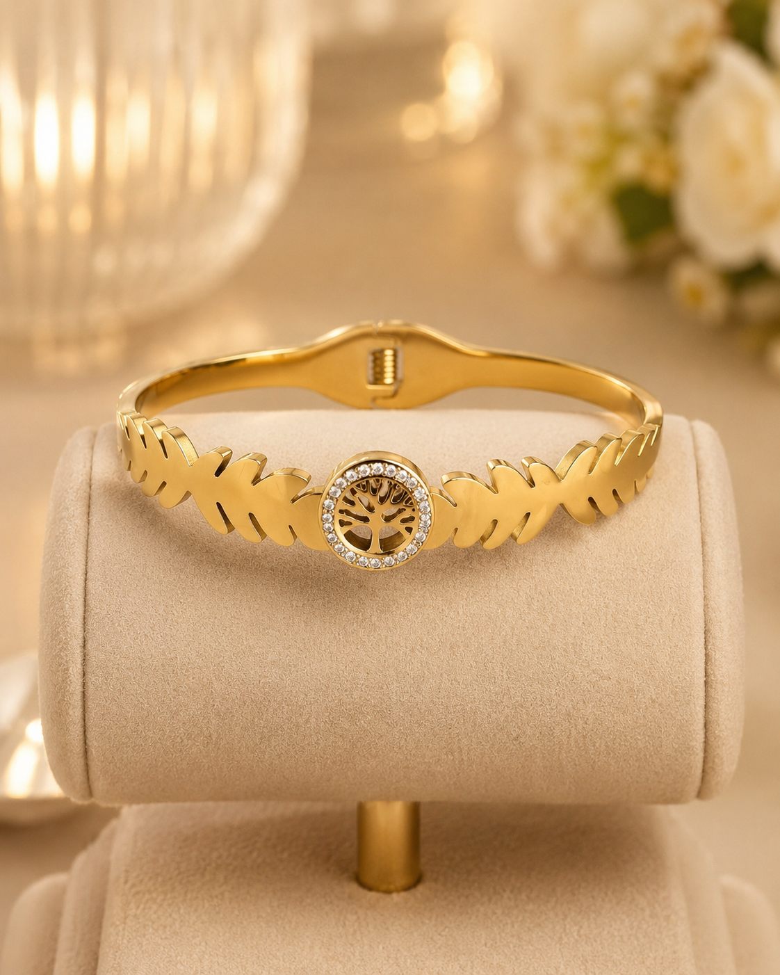 Aurelia Tree of Life Bracelet | Elegant Gold Leaf Bracelet