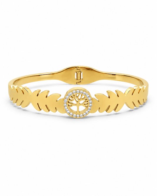Aurelia Tree of Life Bracelet | Elegant Gold Leaf Bracelet