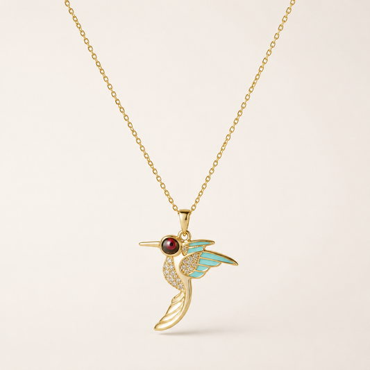 Aurora Hummingbird Charm Necklace