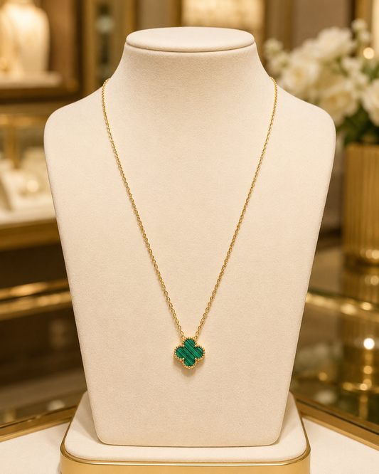 Emerald Clover Charm Necklace