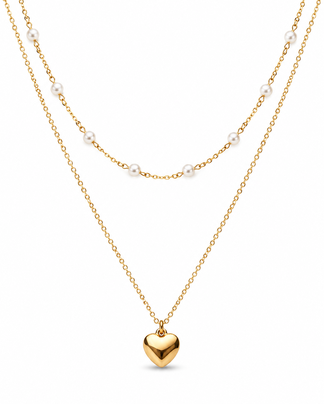 Pearl Heart Layered Necklace