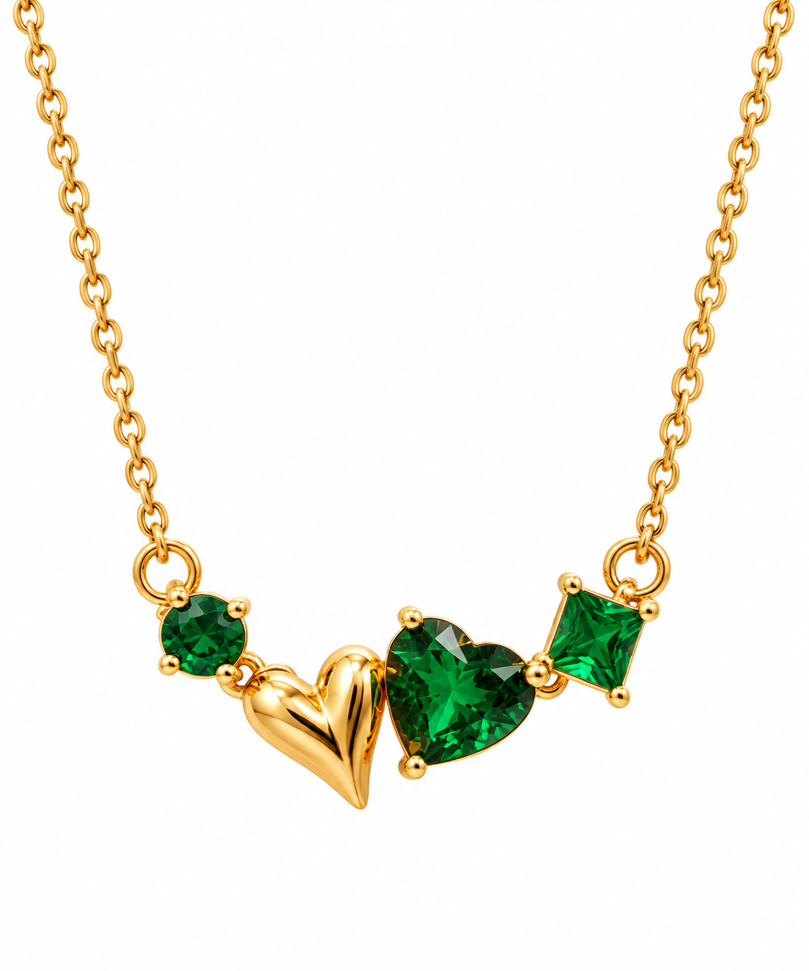 Emerald Heart Charm Necklace