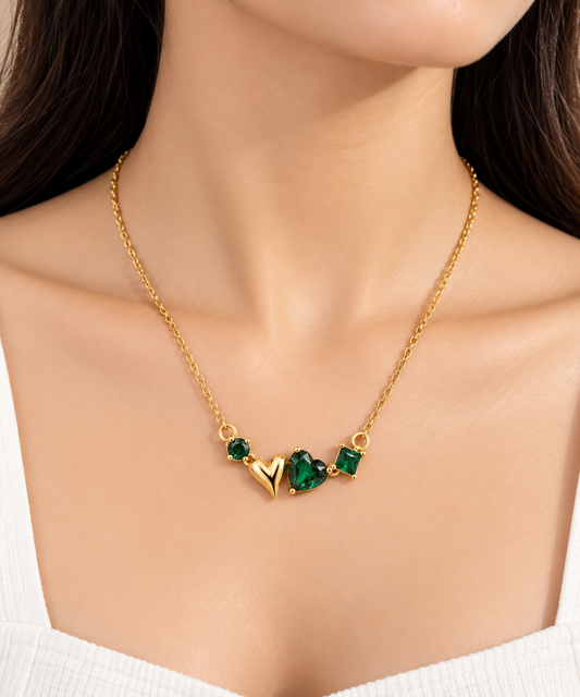 Emerald Heart Charm Necklace