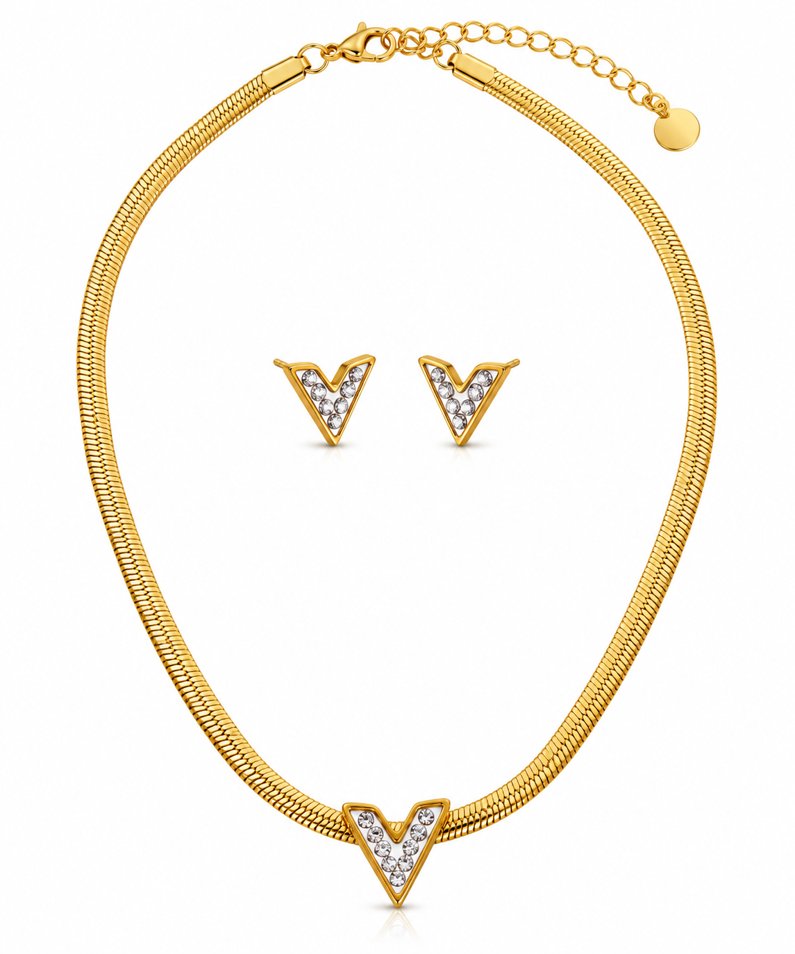 Elegant Gold V-Shape Jewelry Set