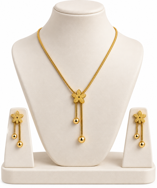 Gold Floral Necklace and Earrings Set